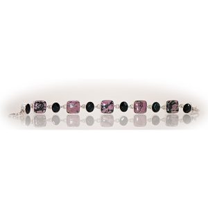 Rhodonite Bracelet with Black Agate
