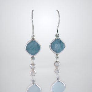 Aquamarine Earrings with Pearl