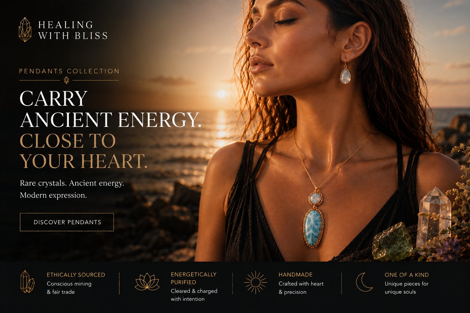 Carry ancient energy, close to your heart - larimar pendant set in silver